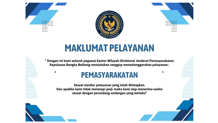 Maklumat Pelayanan Kanwil Ditjenpas Babel